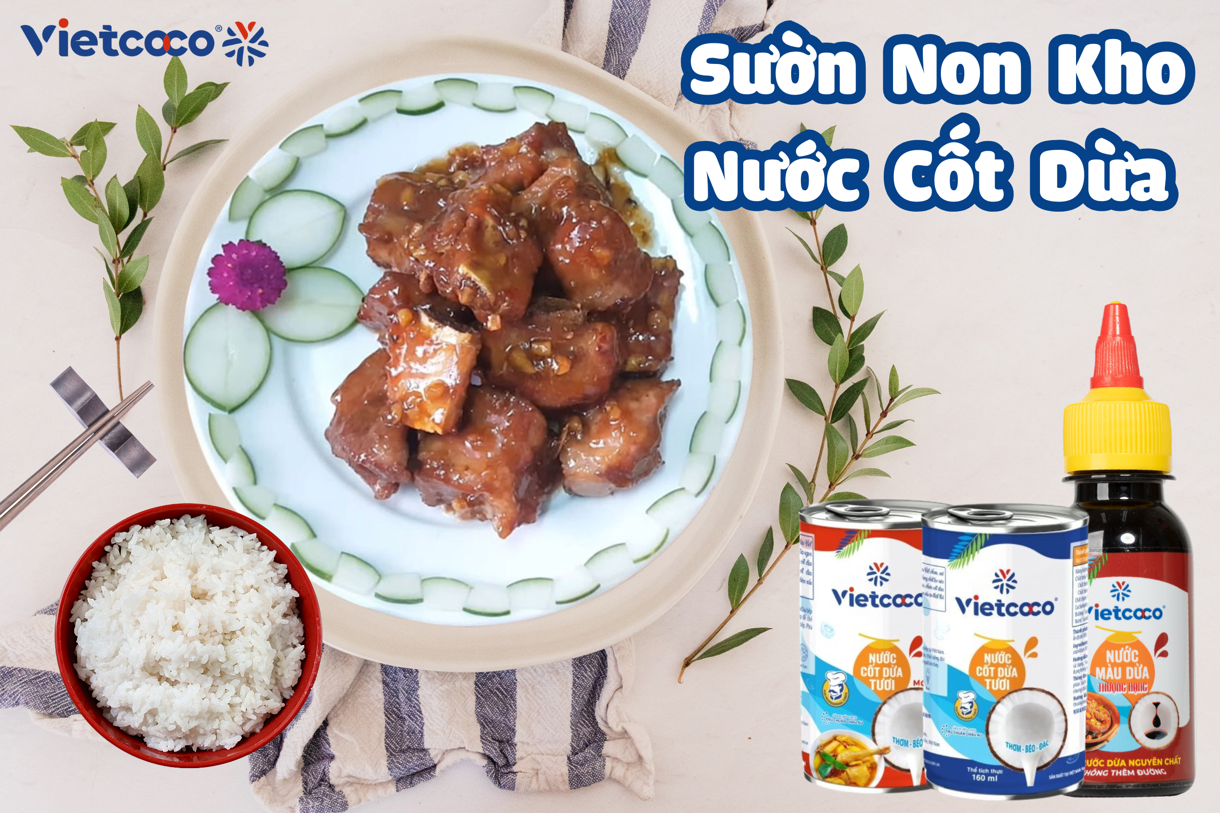 SƯỜN NON KHO NƯỚC CỐT DỪA VIETCOCO